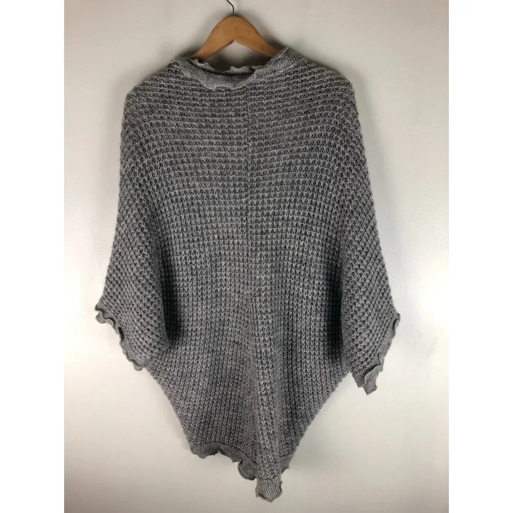 Moth Anthropologie Gray Wool Blend Open Front Cocoon Cardigan Sweater Longline S - Picture 3 of 6